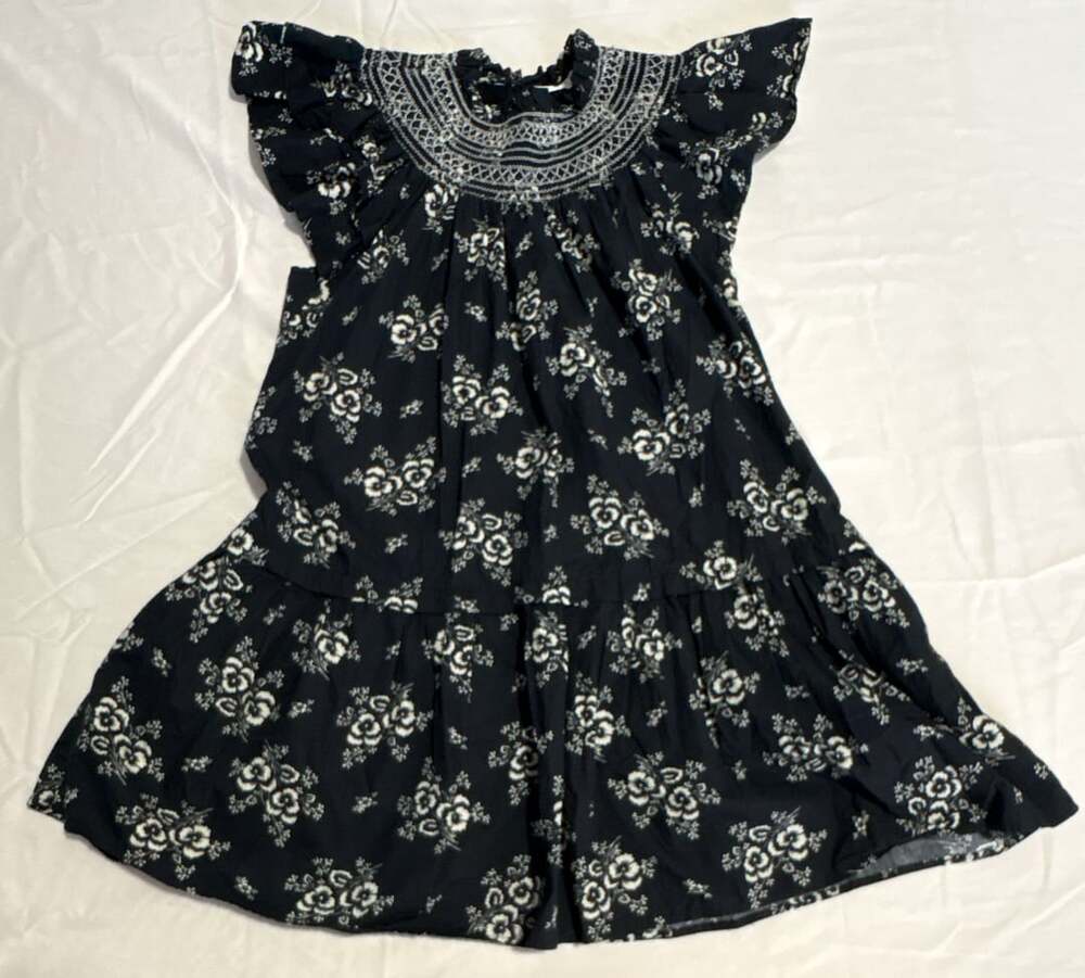 Sea New York Alessia Dress Size L Black White Floral Smocked Tunic